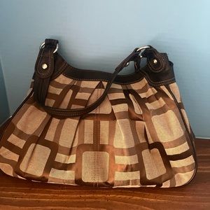 nine west Purse Brown Tan And White  With Handle